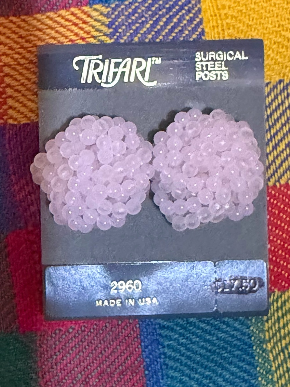 Vintage Trifari Cluster Bead Earrings.
